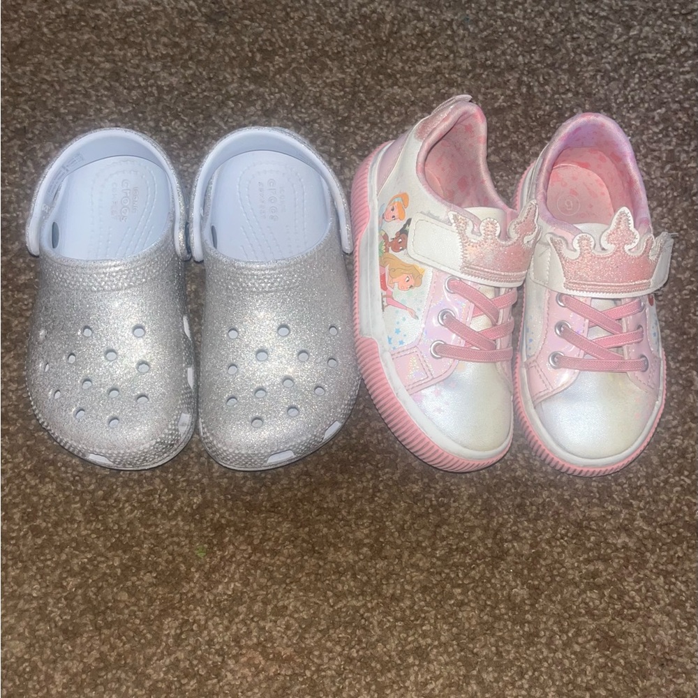 Kids Silver and Pink Shoes Set
